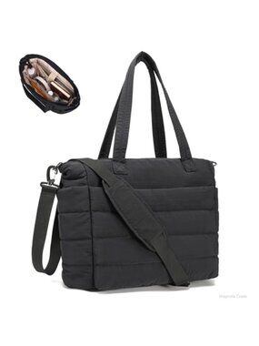 Quilted Puffer Laptop Tote Bag Lightweight Taslan Work Bag